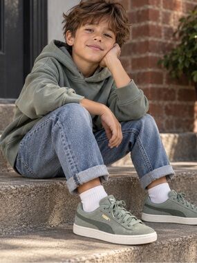 Puma Kids Suede Sage Green Sneakers | Boys Size 12